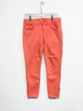 J.Crew Coral Pink Toothpick Ankle Zip Skinny Jeans 28